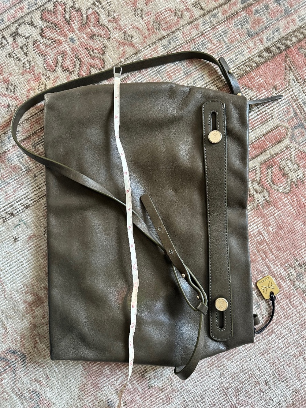 Skagen olive green handbag, 15 x 11 x 3.5 in.